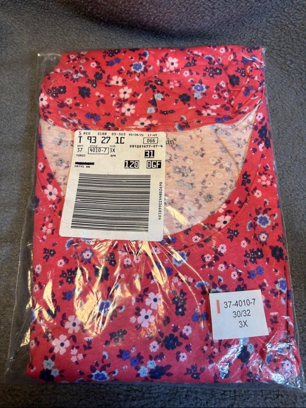 Woman Within Coral Red Floral Scoop Neck Tunic